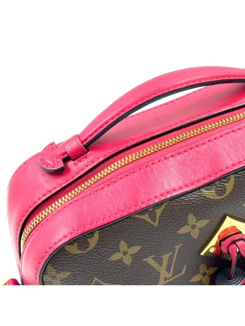 Louis Vuitton Saintonge Monogram Freesia Leather Pink Brown Shoulder Bag Gold
